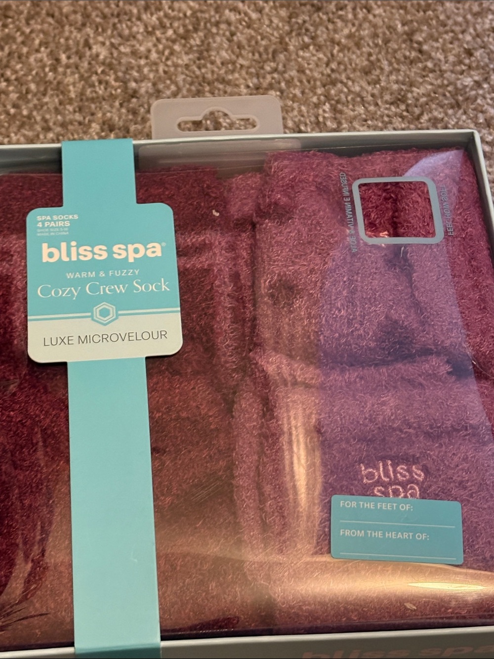 Bliss Cozy Crew Sock - Plush Burgundy Microvelour